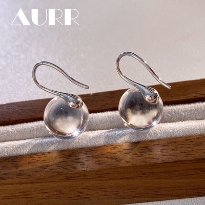 精选白水晶+纯银钩非玻璃非塑料