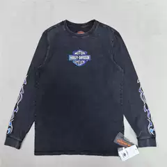American High-End Motorcycle Brand Men's Round-Neck Long-Sleeve Heavy Washed Vintage Skin-Friendly Pure Cotton Long-Sleeve T-Shirt New Model