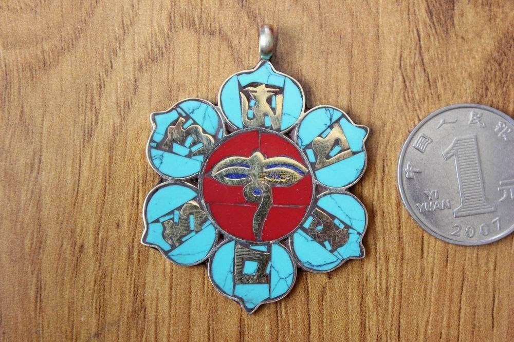 雪域藏饰品西藏尼泊尔民族手工饰品黄铜佛眼六字真言项坠吊坠挂件