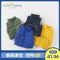 Cutebunny bé mùa đông 1-3-5 tuổi bé trai cộng với áo nhung bé dày áo ấm bên ngoài mặc vest - Áo ghi lê quần áo trẻ em 10 tuổi