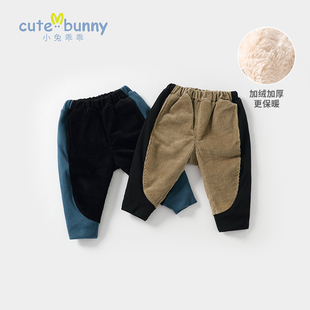 子小童休闲裤 婴儿保暖加厚外穿裤 加绒秋冬装 cutebunny男宝宝长裤