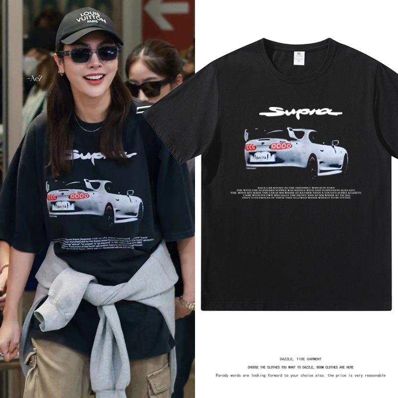 爱填满空白fayeyoko同款赛车美式复古纯棉短袖t恤男女ins潮牌衣服