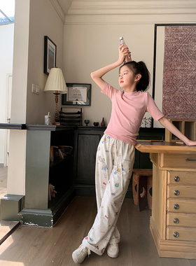 【亲子王者】西西家女童2026春款半高领中袖T恤儿童上衣JX9159