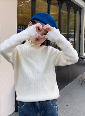 【甜蜜蜜】西西家女童2025冬蕾丝加绒加厚毛衣儿童保暖衫JX25150