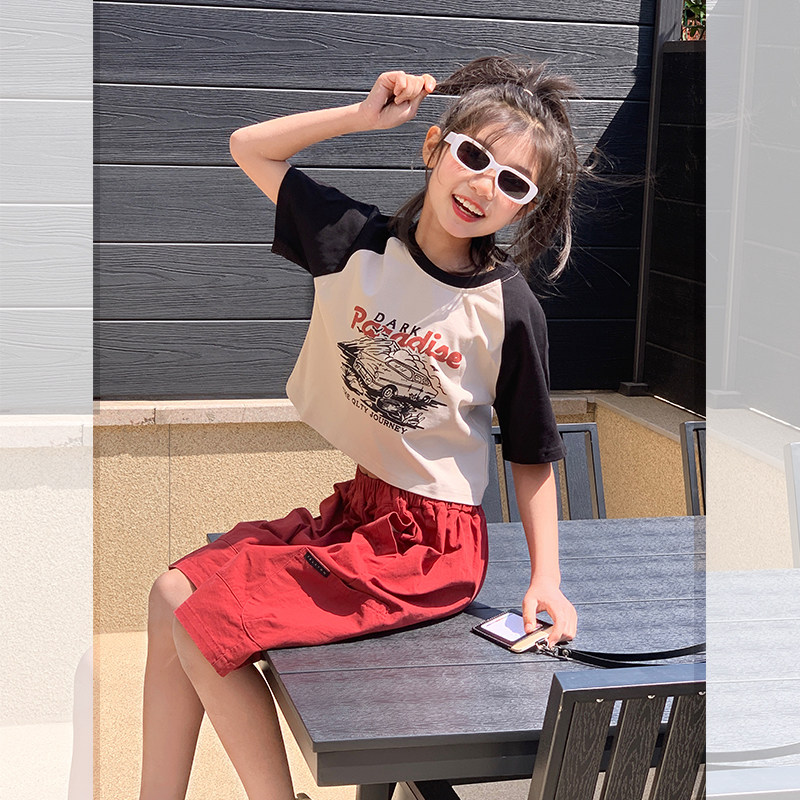 【港妞】西西家女童2025夏季新款插肩袖短袖T恤儿童百搭上衣JX378,童装/婴儿装/亲子装,T恤,淘宝优惠券,粉丝福利购,淘宝优惠卷