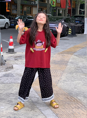 西西家女童夏季休闲卡通短袖T恤