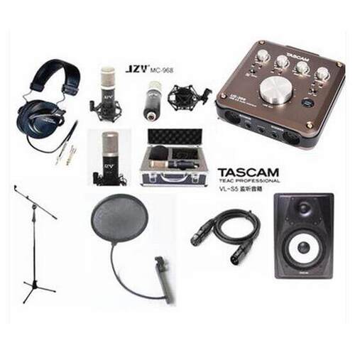录音棚工作室套装 K歌录音套餐JZW MC968录音话筒 RM5监听音箱