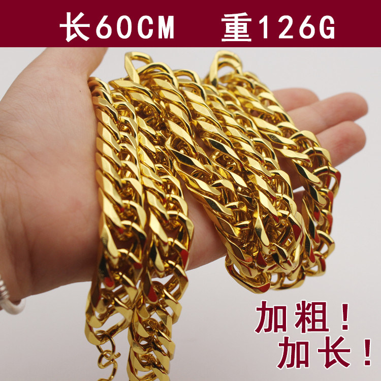 大金链子霸王金土豪金超大超粗仿黄金双扣项链装b神器thug life