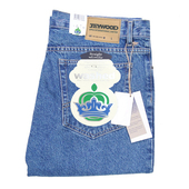 纯棉四季 大码 款 高腰宽松直筒牛仔裤 深JEYWOOD 中老年男士 苹果经典