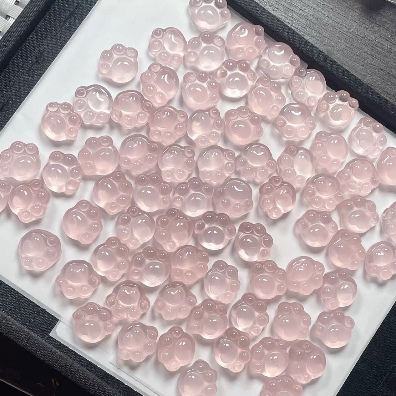 天然粉水晶猫爪吊坠招桃花diy饰品配件编手绳材料甜美风萌宠少女