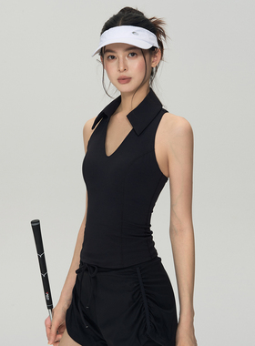一体杯羽毛球网球背心女健身普拉提训练瑜伽服上衣紧身运动无袖夏