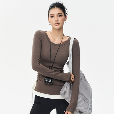 【遮肚子】长款速干健身服长袖