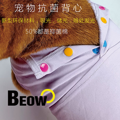 BEOW 宠物夏季背心 抗菌夜光背心小 中 大型犬宠物衣服
