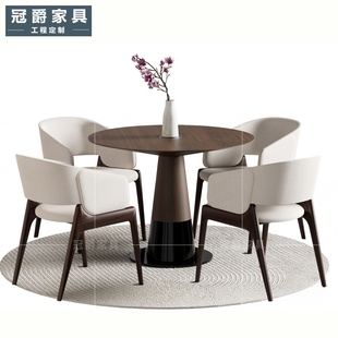 新中式实木餐椅样品屋展示中心洽谈椅酒店大堂接待区桌椅会所饭厅