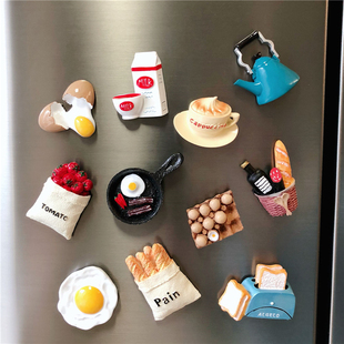 韩国创意3D立体冰箱贴磁贴 饰吸铁石下午茶磁铁 ins食玩磁性可爱装