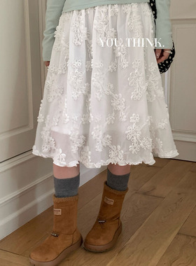 you think十三行冬季新款时尚韩系百搭休闲刺绣重工A字半裙女1331