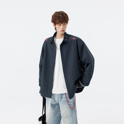 NORELIGION三川一禾逼格工作室nans男装悟空有货新款休闲刺绣衬衫