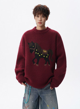 NORELIGION港味潮人馆白糖玫瑰早起工作室東崛NOLOGO圆领休闲毛衣