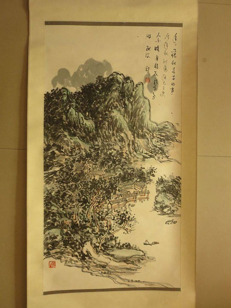 林散之客厅中堂画宣纸纯手绘国画传统水墨山水画竖幅挂画字画捡漏