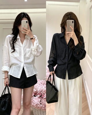 原创随性松弛感天丝亚麻时髦中式收腰上衣衬衫短款设计师衬衣女
