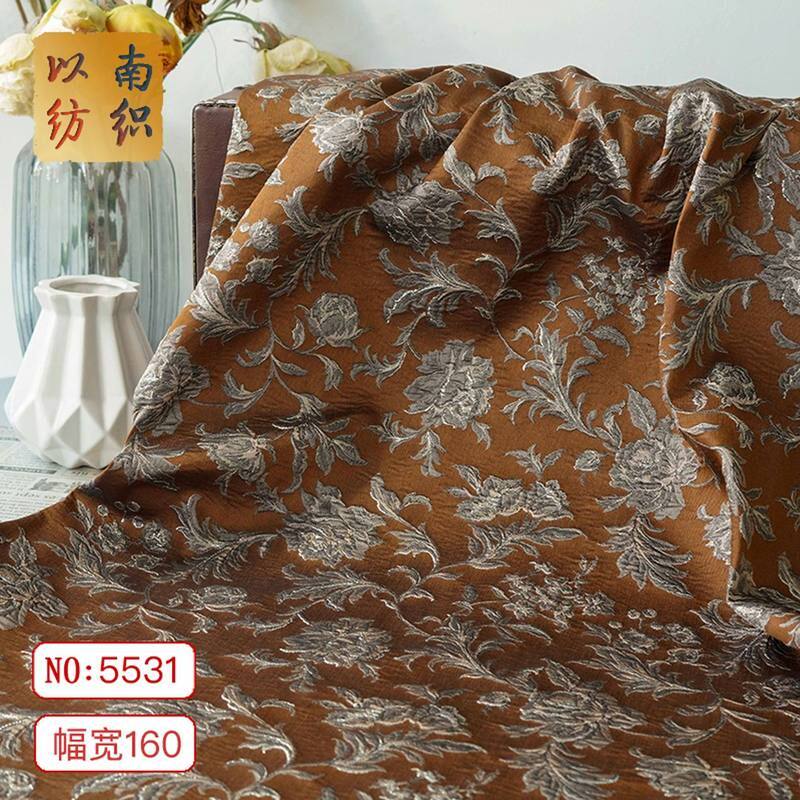 欧式立体浮雕织金花卉色织面料典雅礼服裤子西装手工箱包提花布料