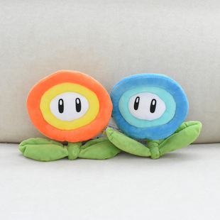 新款马里奥周边橙色火焰花蓝色冰花玩偶太阳花仿真装饰款毛绒公仔