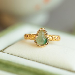 一物一证天然非洲翠戒指 简约而不简单的葫芦非洲翠戒指