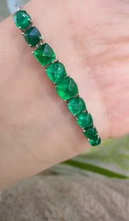 天然糖荧光体塔祖母绿手链 配证书 pt950铂金镶嵌5.5克拉祖母绿