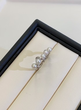 S925银配件多珠戒指 黄白双色 图配3.5-5mm珍珠   正圆无瑕！