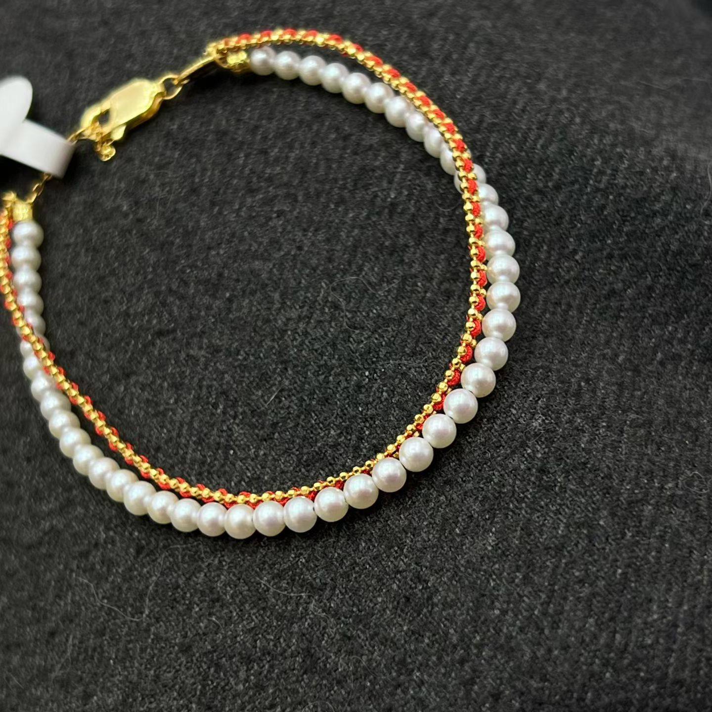 新年红绳s925银，3-4mm淡水珍珠基本无暇手串,珠宝/钻石/翡翠,手饰,淘宝优惠券,粉丝福利购,淘宝优惠卷