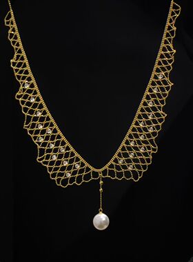 法式精致天花板，s925银蕾丝镶锆石项链