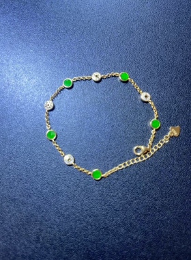 s925银镶天然缅甸料翡翠手链