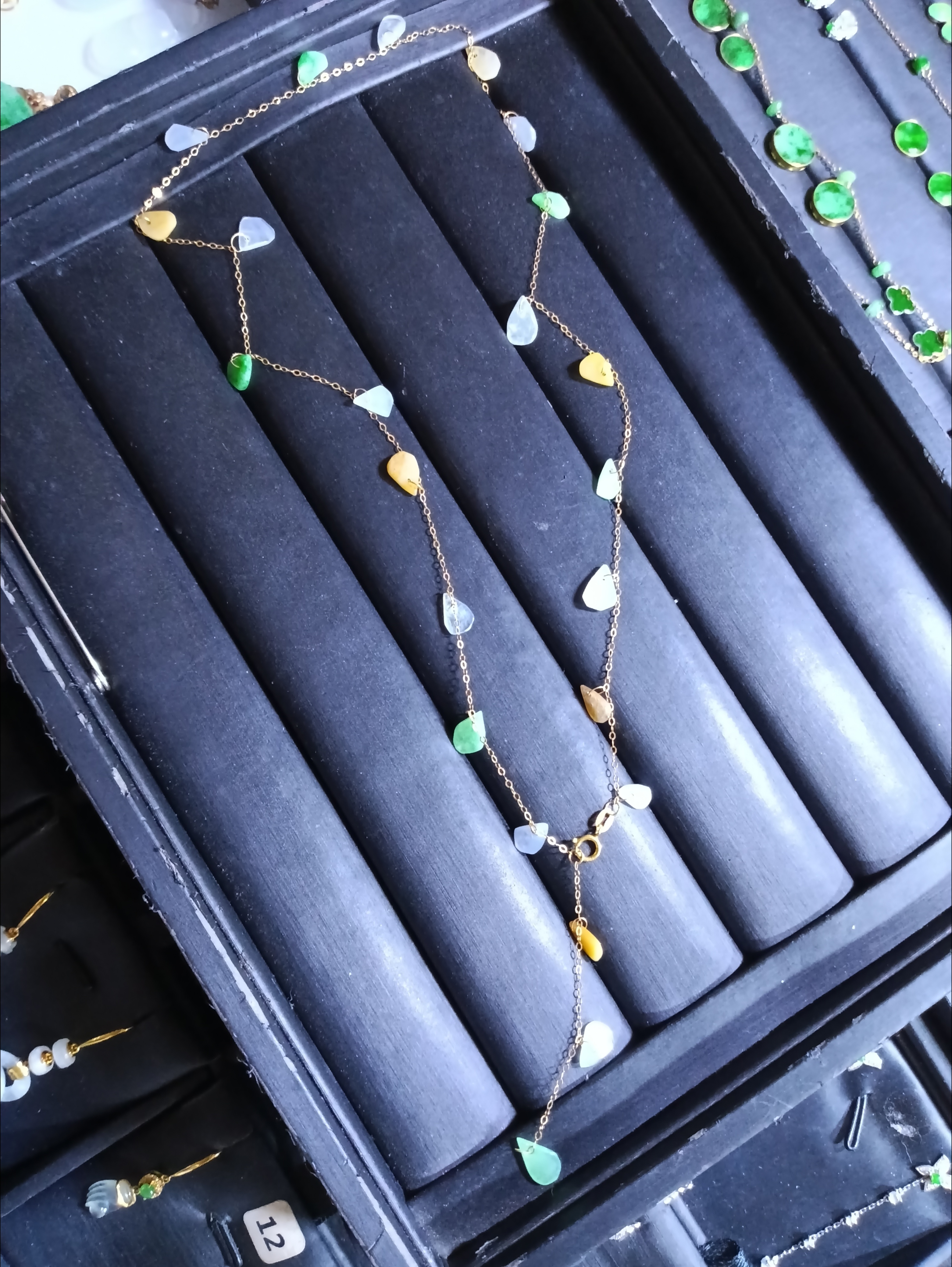 18K金配天然缅甸翡翠A水滴仙女链，附权威证书，实物更好看