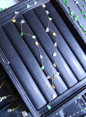 18K金配天然缅甸翡翠A水滴仙女链，附权威证书，实物更好看