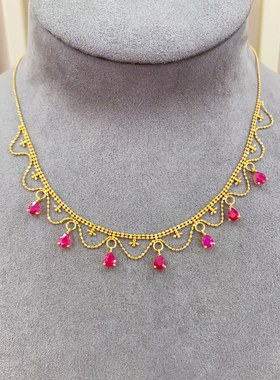 18K缅甸红宝石项链主石：2.80ct总重：3.66g