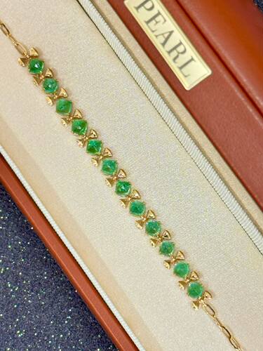 18K金祖母绿手链，主石4.8ct，总重 6.97克