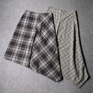 显高显瘦垂顺A字裙不规则长款 色织布修身 半身裙 秋冬羊毛厚款 1295