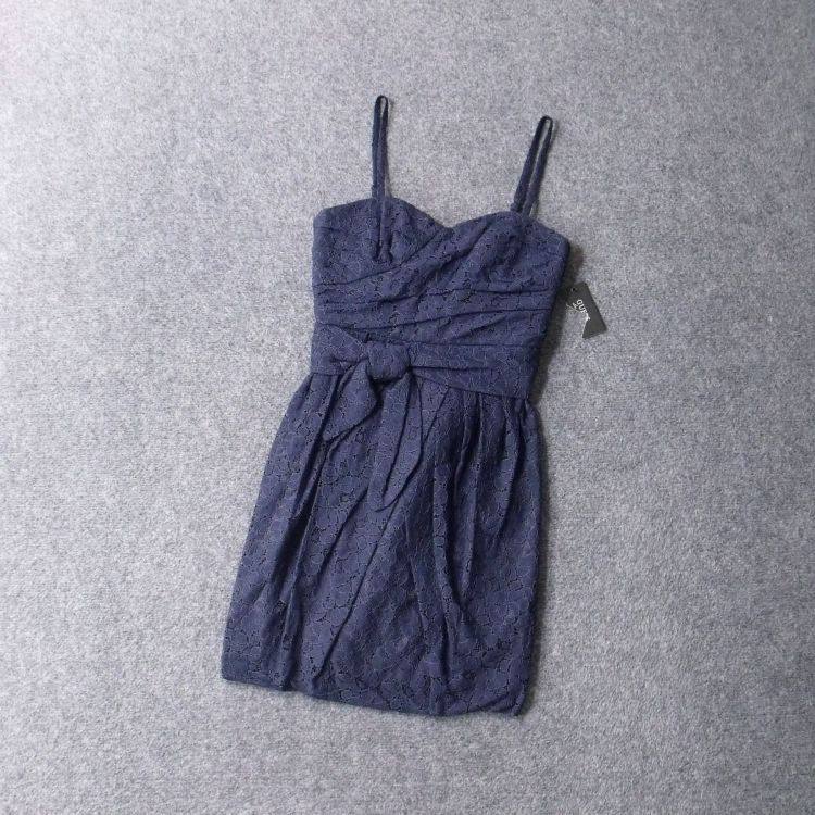 6038-外贸源单大码立裁鱼骨止滑带抹胸吊带两穿蕾丝连衣裙