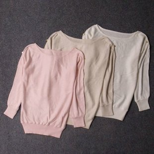 均码 5712 针织衫 外贸日单弹力柔软细针船领九分袖 好面料