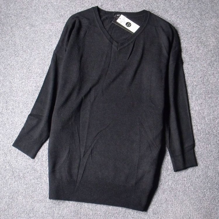 5229-柔软高弹力外贸日单好做工秋春V领落肩袖毛衣针织衫