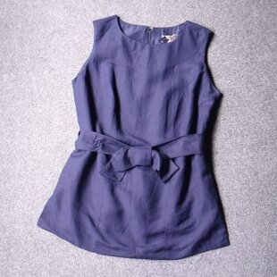9568-柔软亚麻 春夏带里衬外贸美国原单双层不透光麻粘加长款背心