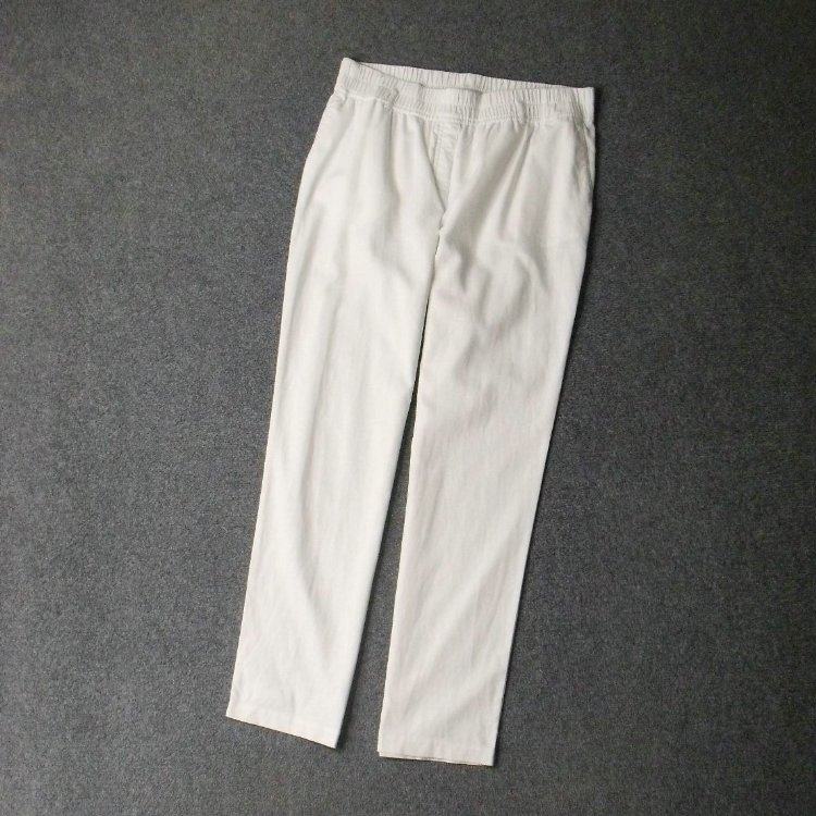 3515-亚麻棉 外贸德国原单夏季薄款天然棉麻松紧腰宽松加大码长裤