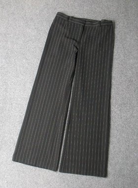 1777-好垂感 精工对条 外贸德国原单垂顺黑色条纹休闲长裤 阔腿裤