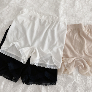 防走光黑白肤色百搭中腰花边蕾丝安全裤 夏季 短裤 舒适打底裤 女 薄款