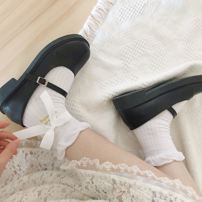日本洛丽塔Alice纯棉蝴蝶结袜子