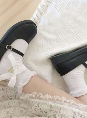日本纯棉短袜洛丽塔Alice刺绣大蝴蝶结lolita白色袜子少女baby ap