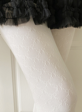 日单连裤袜黑色奶白色灰色蝴蝶结中厚丝袜 天鹅绒打底袜子女春季