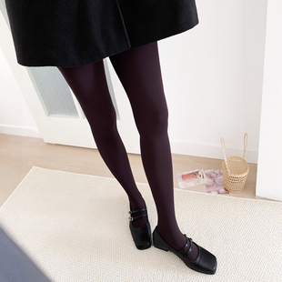 显白超模连裤 袜复古黑红袜子暗红色酱红色高级打底80d显瘦丝袜女