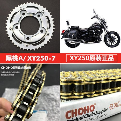 适用鑫源黑桃A XY250-7太子摩托车链轮牙盘套链改装黄金油封链条