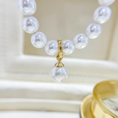 S925 纯银吊坠空托 金色银色扣子项链坠 DIY珍珠配件 15mm圆巴